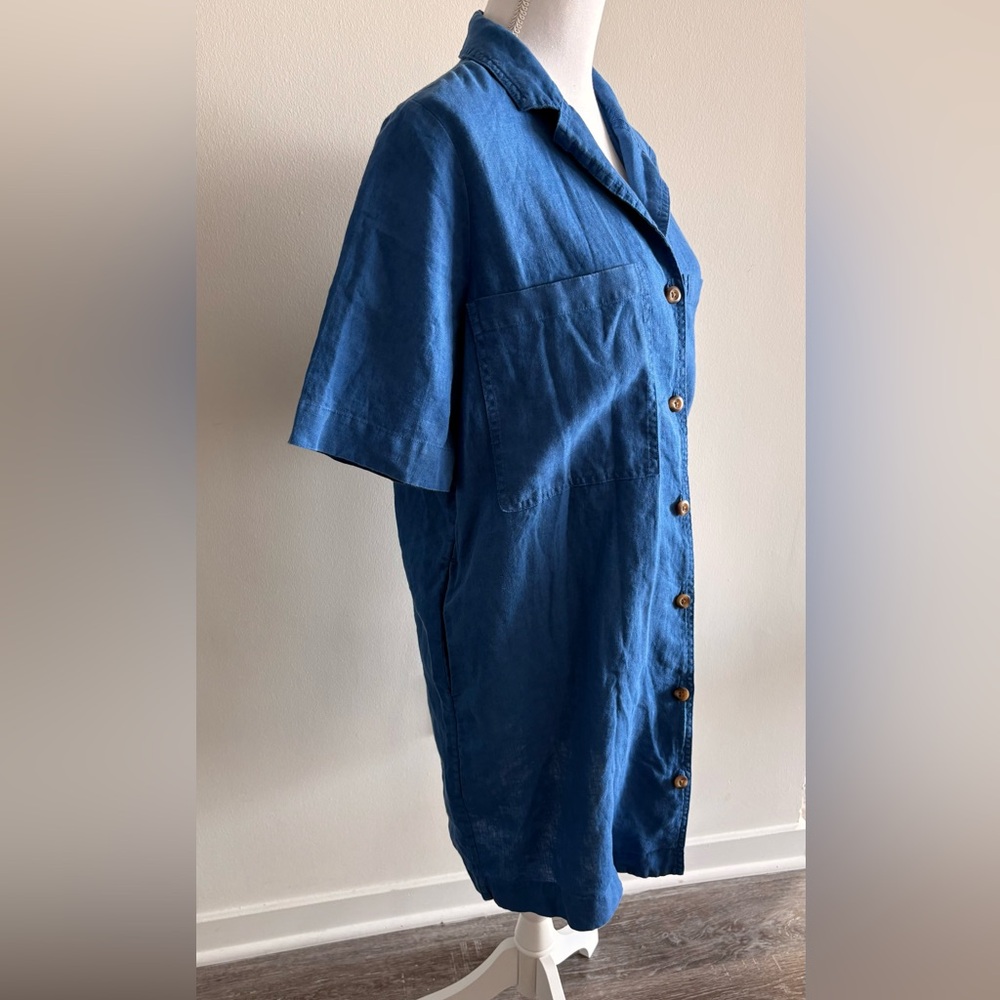 Everlane Royal Blue Button-Front Shirt Dress - Picture 5 of 8